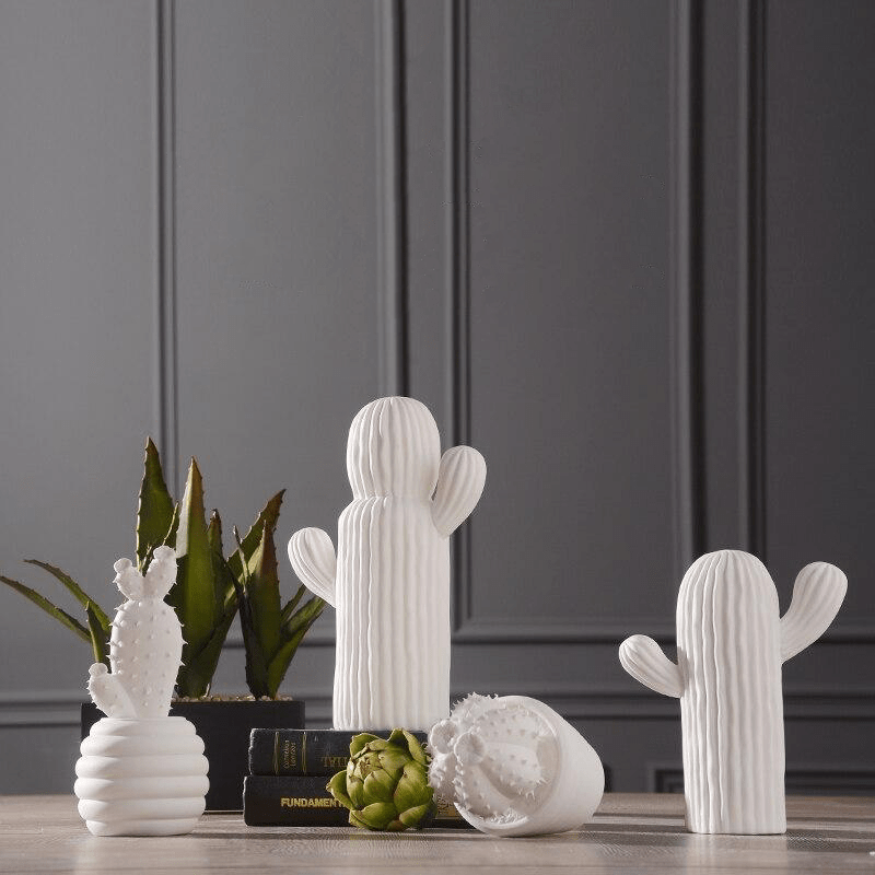 Hommfer – Collection de Cactus en Porcelaine Blanche - Hommfer