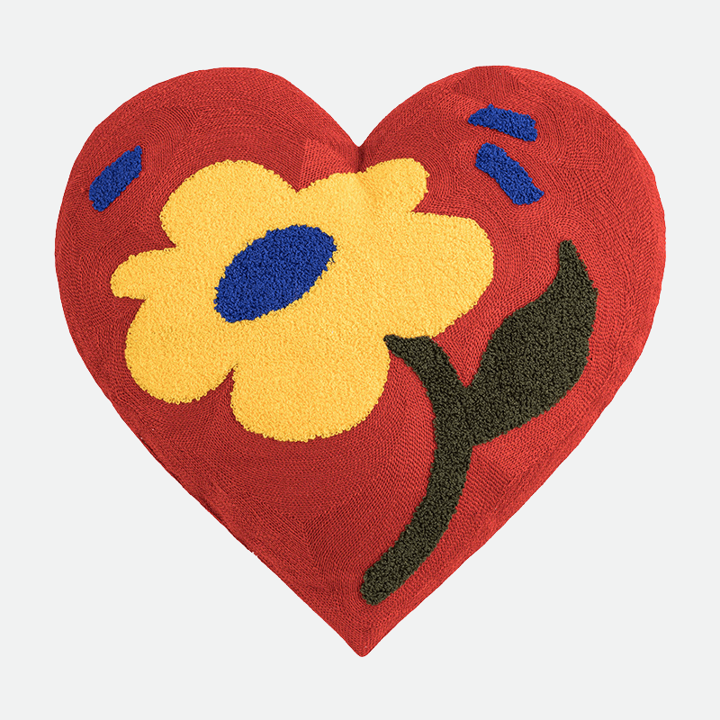 Hommfer – Coussin Brodé avec Fleur en Peluche - Hommfer