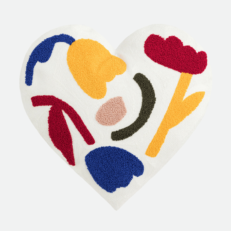 Hommfer – Coussin Brodé avec Fleur en Peluche - Hommfer