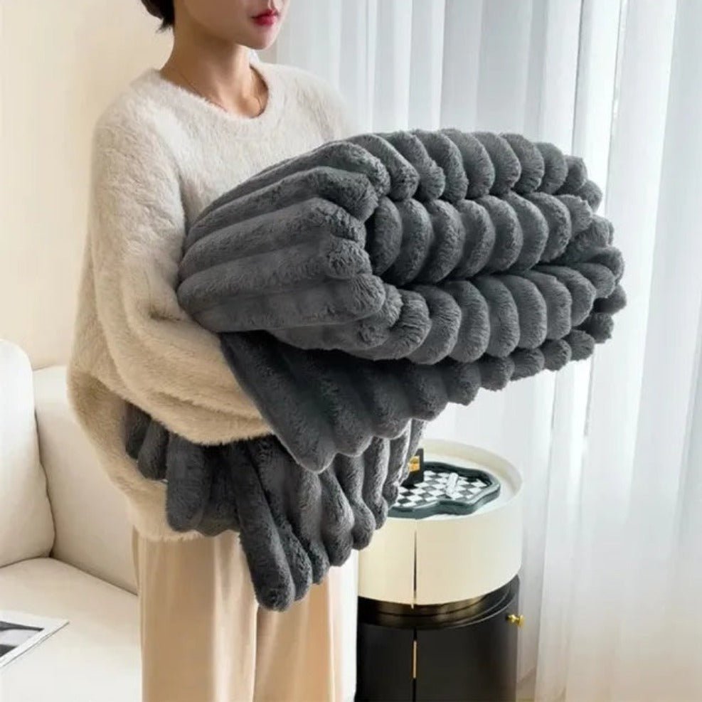 Hommfer – Couverture Moelleuse à Rayures pour la Chambre - Hommfer