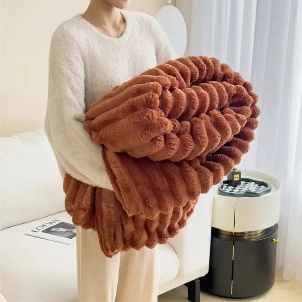Hommfer – Couverture Moelleuse à Rayures pour la Chambre - Hommfer