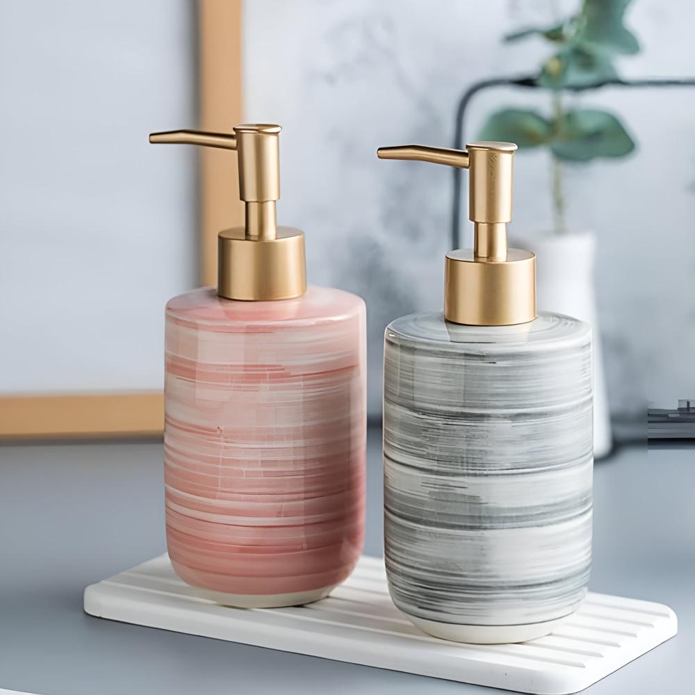 Hommfer - Distributeur de savon en céramique effet marbre - Hommfer