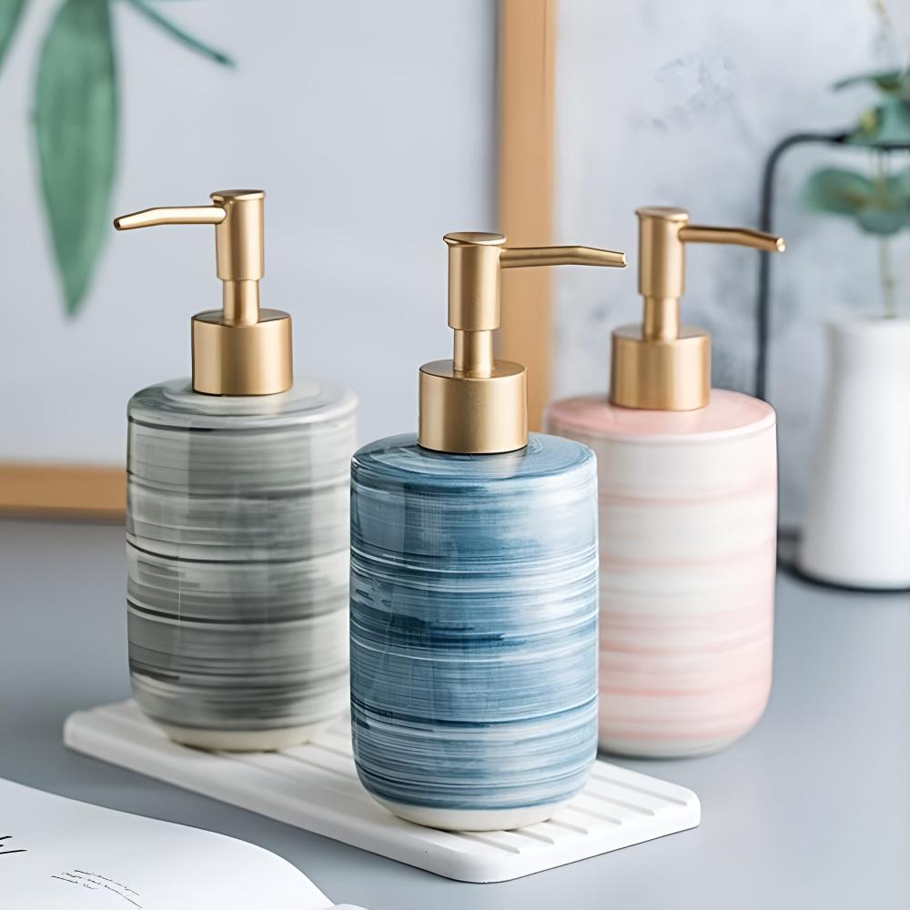 Hommfer - Distributeur de savon en céramique effet marbre - Hommfer