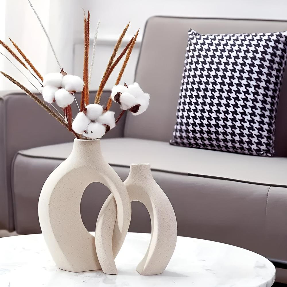 Hommfer - Duo de Vases en Céramique Abstraite Moderne - Hommfer