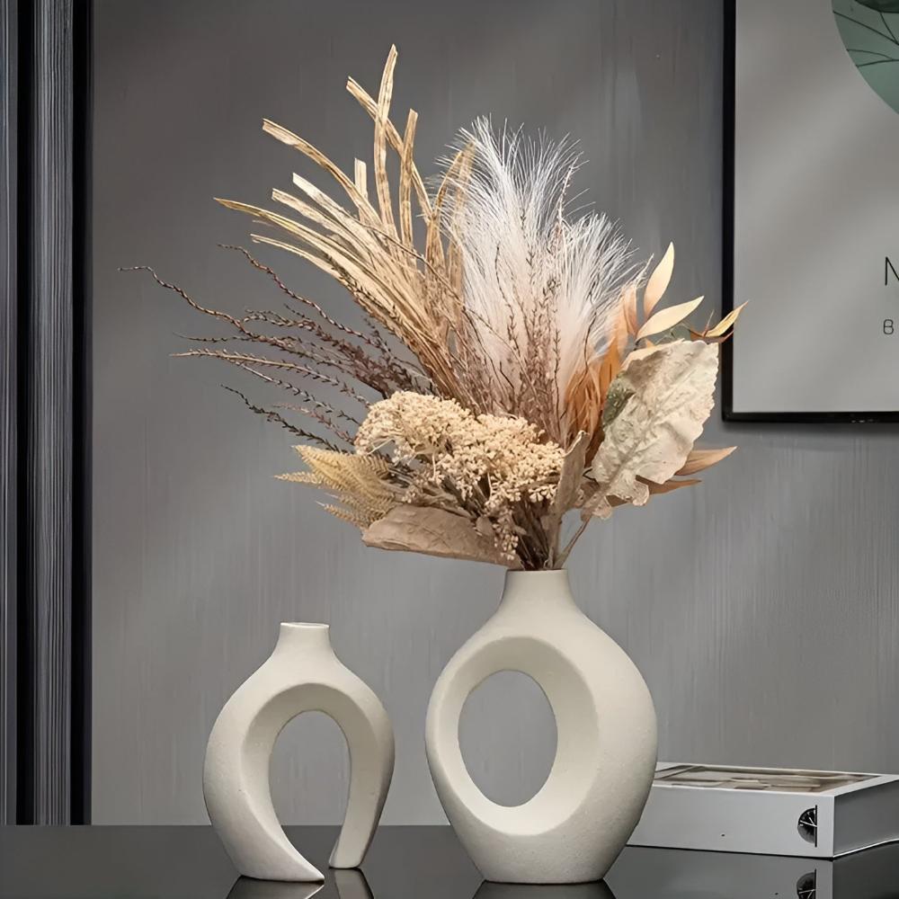 Hommfer - Duo de Vases en Céramique Abstraite Moderne - Hommfer