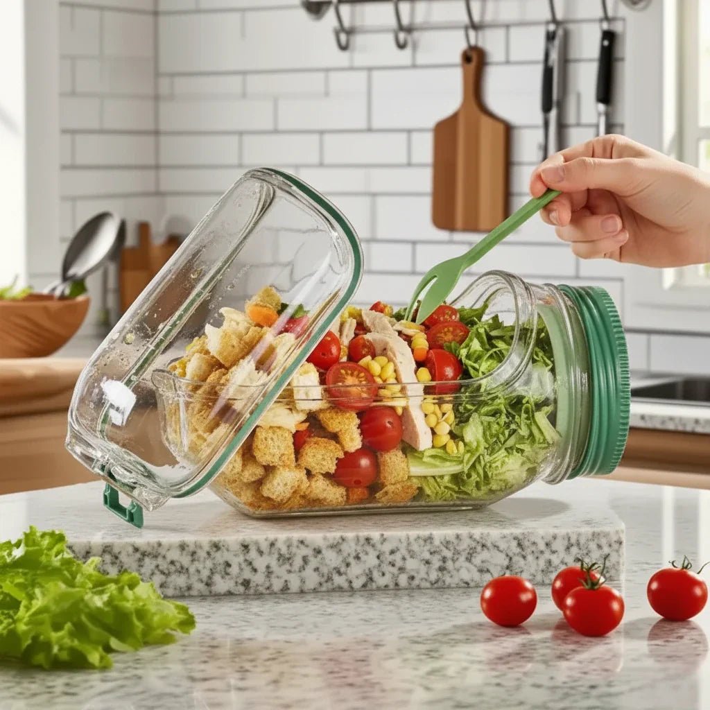 Hommfer – Élégant Bocal à Salade en Verre Transparent - Hommfer