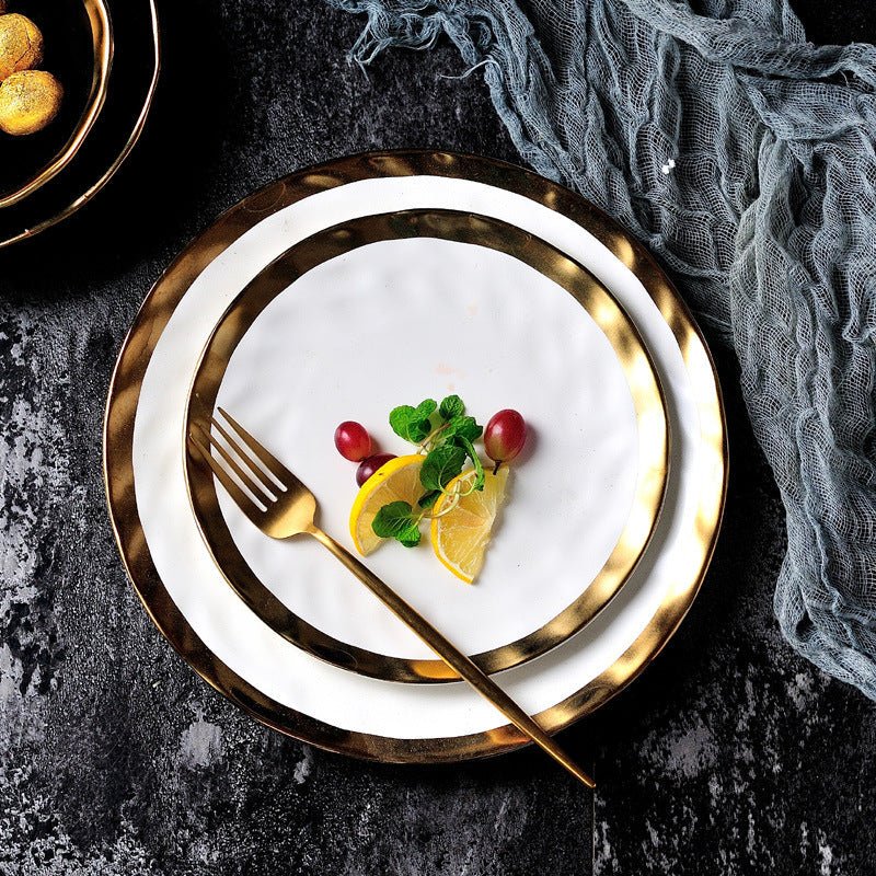Hommfer – Élégante Assiette en Porcelaine à Bord Doré - Hommfer