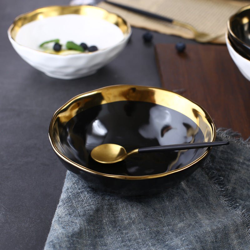 Hommfer – Élégante Assiette en Porcelaine à Bord Doré - Hommfer
