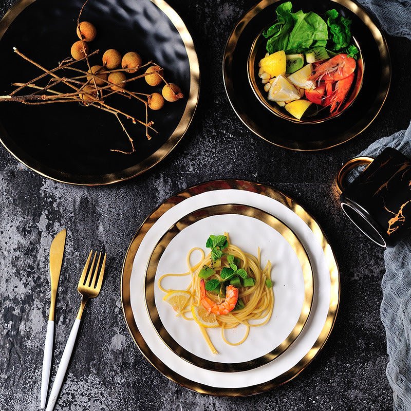 Hommfer – Élégante Assiette en Porcelaine à Bord Doré - Hommfer