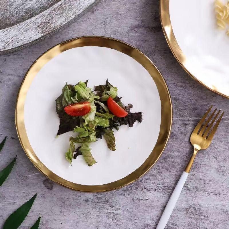 Hommfer – Élégante Assiette en Porcelaine à Bord Doré - Hommfer