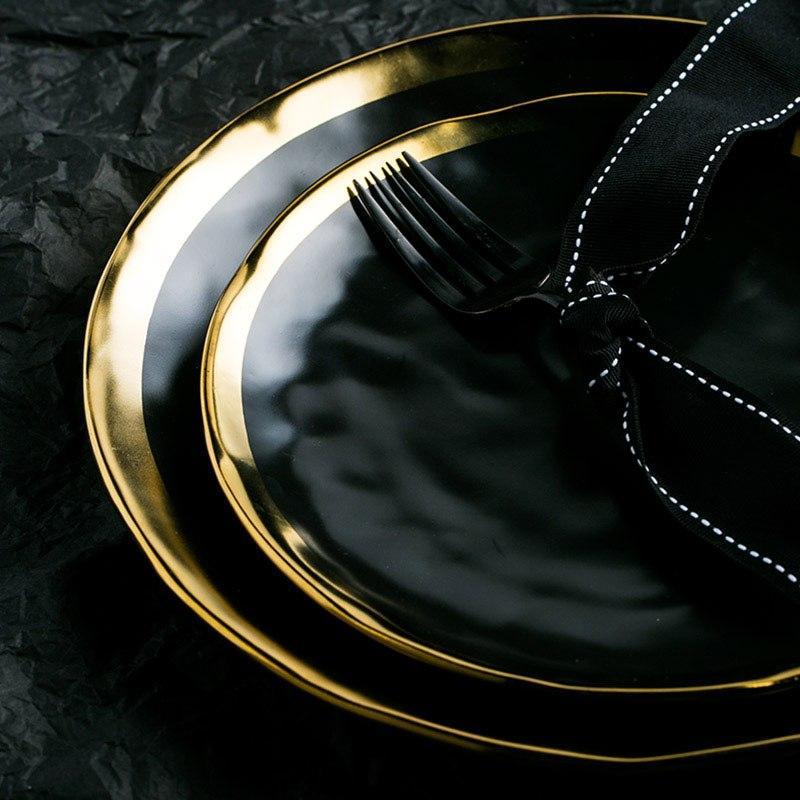 Hommfer – Élégante Assiette en Porcelaine à Bord Doré - Hommfer