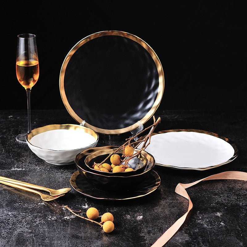 Hommfer – Élégante Assiette en Porcelaine à Bord Doré - Hommfer
