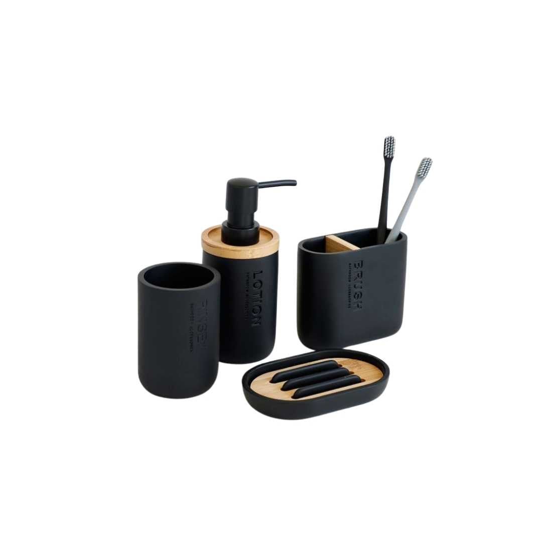 Hommfer – Ensemble d’Accessoires de Salle de Bain en Résine et Bois - Hommfer