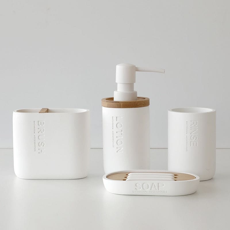 Hommfer – Ensemble d’Accessoires de Salle de Bain en Résine et Bois - Hommfer