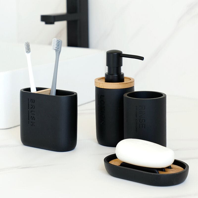 Hommfer – Ensemble d’Accessoires de Salle de Bain en Résine et Bois - Hommfer
