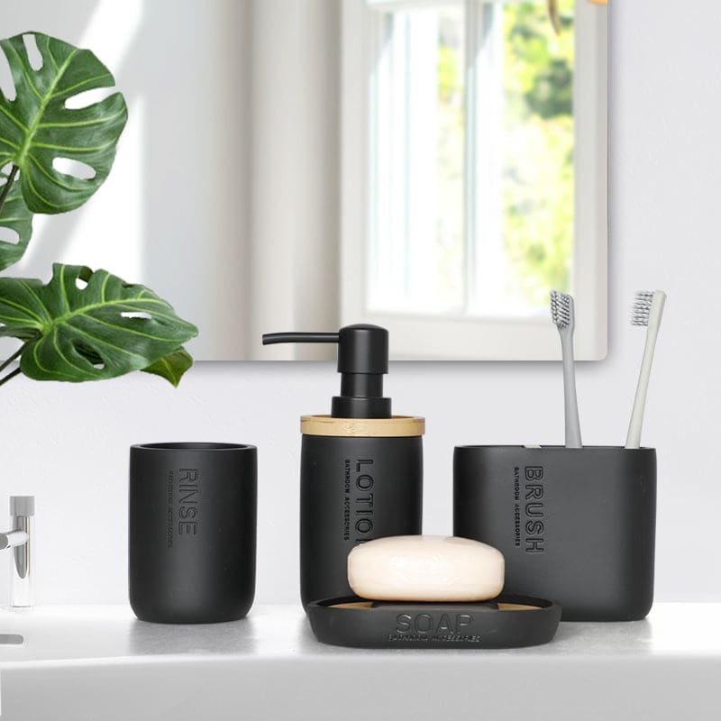 Hommfer – Ensemble d’Accessoires de Salle de Bain en Résine et Bois - Hommfer