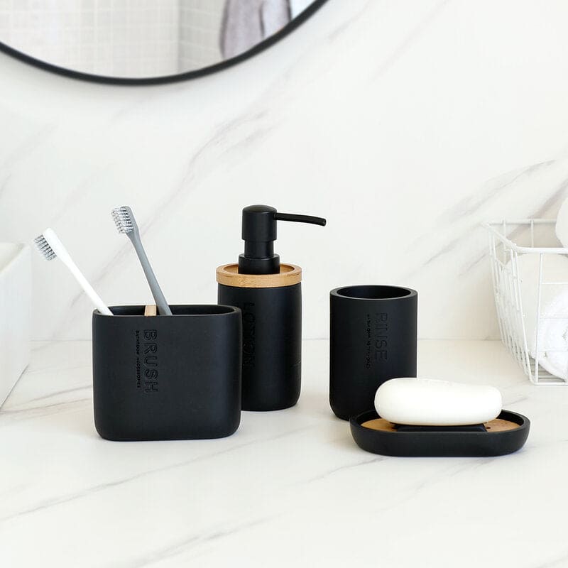 Hommfer – Ensemble d’Accessoires de Salle de Bain en Résine et Bois - Hommfer