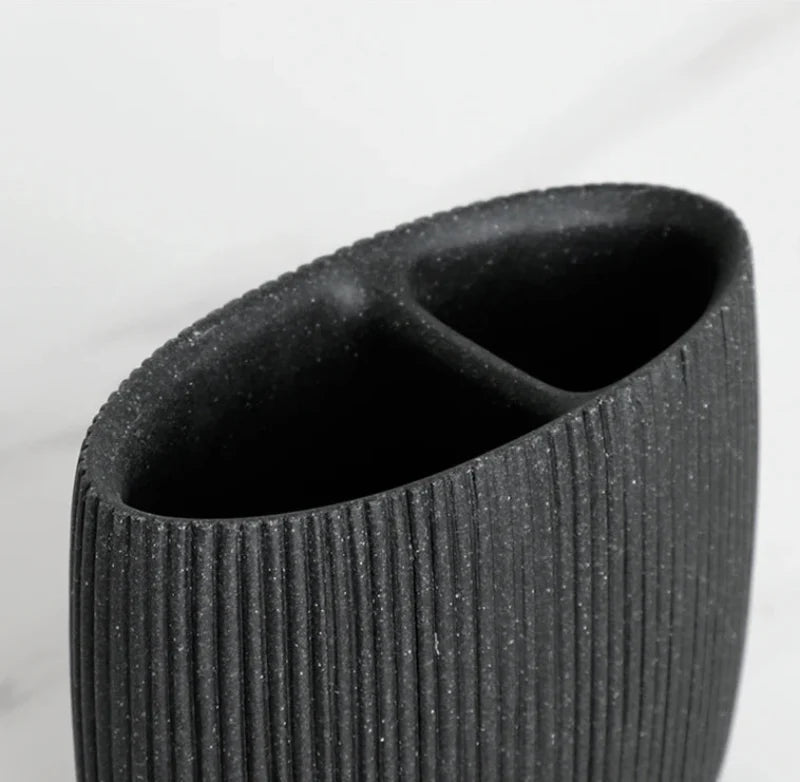 Hommfer – Ensemble d'Accessoires en Pierre de Lave Noire pour la Salle de Bain - Hommfer