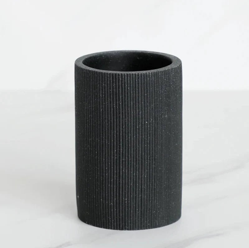 Hommfer – Ensemble d'Accessoires en Pierre de Lave Noire pour la Salle de Bain - Hommfer