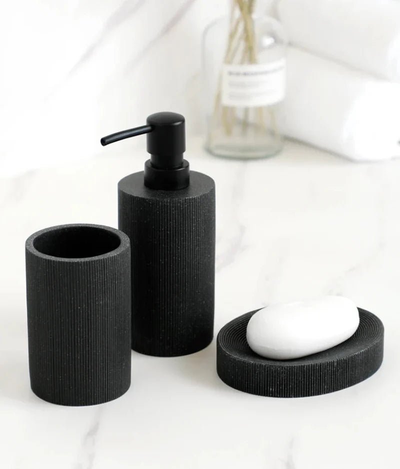 Hommfer – Ensemble d'Accessoires en Pierre de Lave Noire pour la Salle de Bain - Hommfer