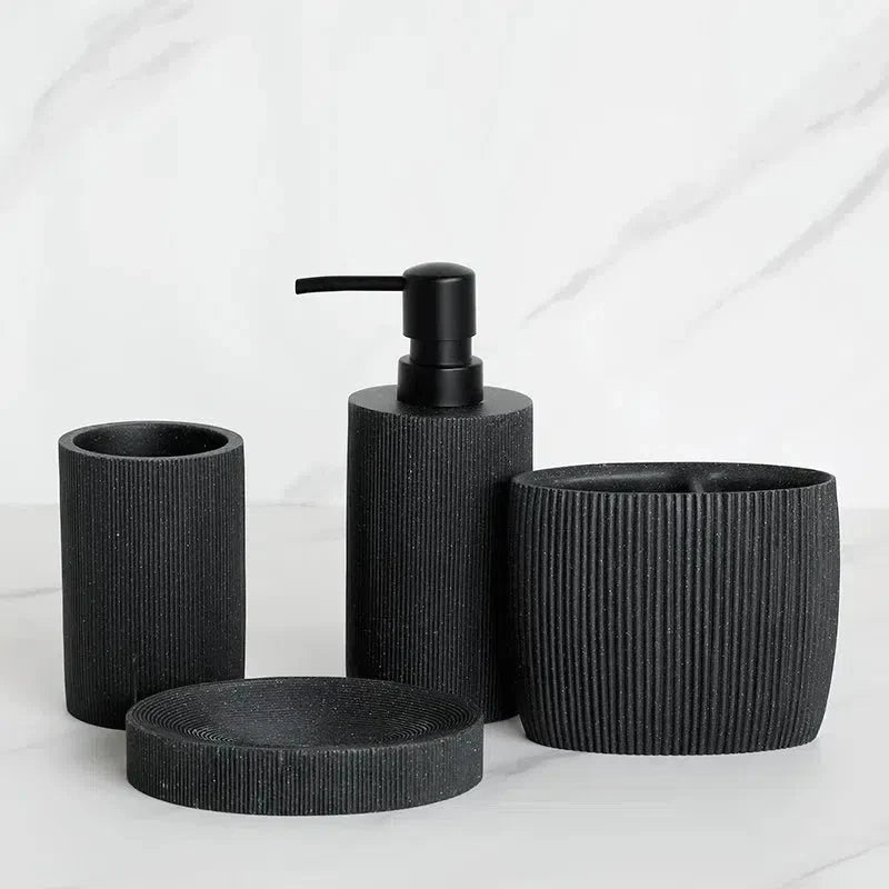 Hommfer – Ensemble d'Accessoires en Pierre de Lave Noire pour la Salle de Bain - Hommfer