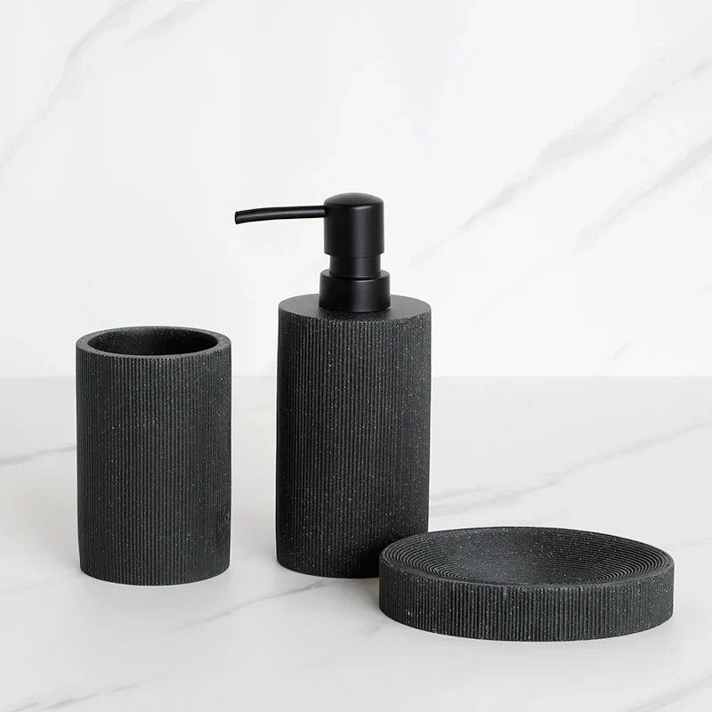 Hommfer – Ensemble d'Accessoires en Pierre de Lave Noire pour la Salle de Bain - Hommfer