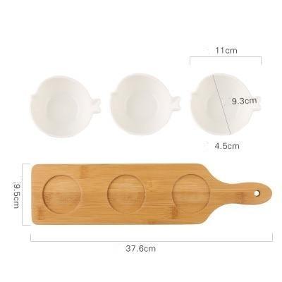 Hommfer – Ensemble de 3 Coupelles à Snacks avec Plateau en Bois - Hommfer