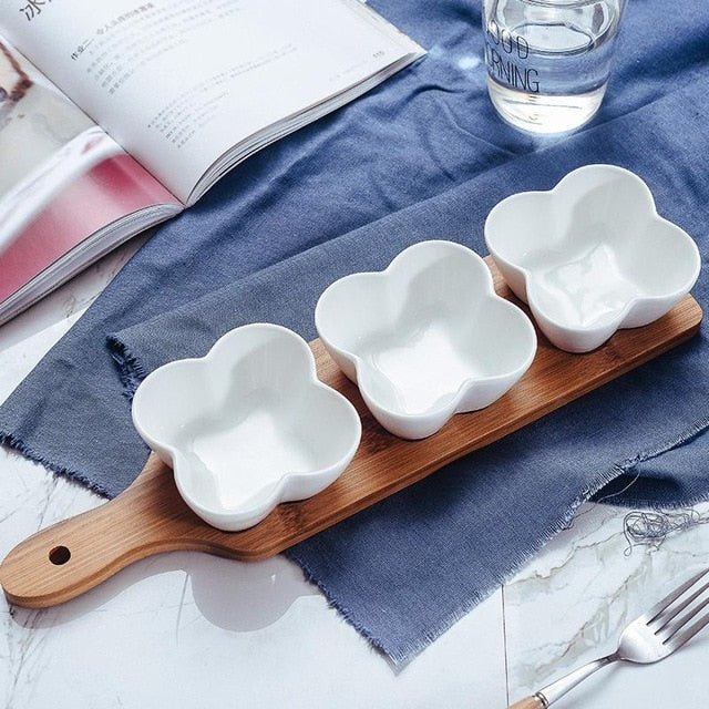 Hommfer – Ensemble de 3 Coupelles à Snacks avec Plateau en Bois - Hommfer