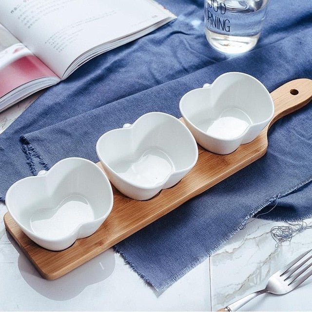 Hommfer – Ensemble de 3 Coupelles à Snacks avec Plateau en Bois - Hommfer