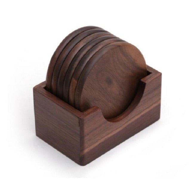 Hommfer – Ensemble de 6 Dessous de Verre en Bois avec Support - Hommfer