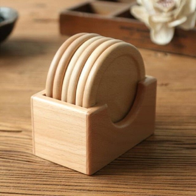 Hommfer – Ensemble de 6 Dessous de Verre en Bois avec Support - Hommfer