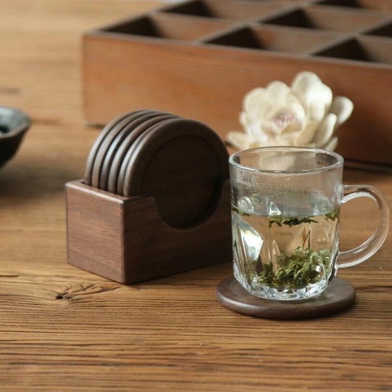 Hommfer – Ensemble de 6 Dessous de Verre en Bois avec Support - Hommfer