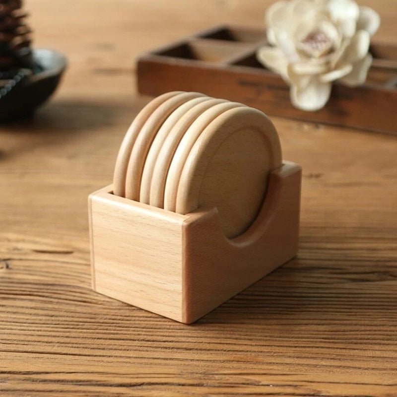 Hommfer – Ensemble de 6 Dessous de Verre en Bois avec Support - Hommfer