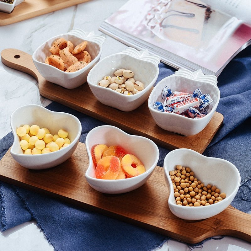 Hommfer – Ensemble de Bols à Snacks | 3 Pièces avec Plateau en Bois - Hommfer