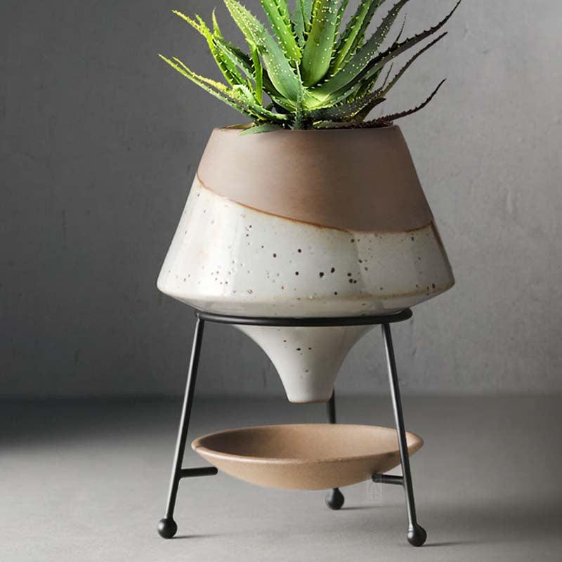 Hommfer - Ensemble de Cache - Pot en Cascade avec Soucoupe en Terre Cuite - Hommfer