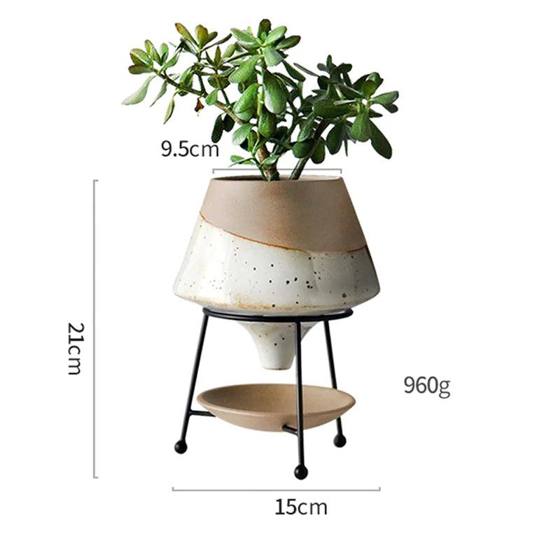 Hommfer - Ensemble de Cache - Pot en Cascade avec Soucoupe en Terre Cuite - Hommfer
