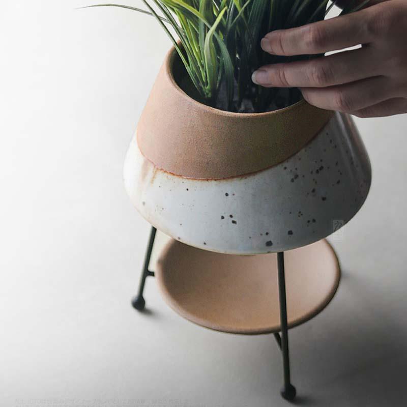 Hommfer - Ensemble de Cache - Pot en Cascade avec Soucoupe en Terre Cuite - Hommfer