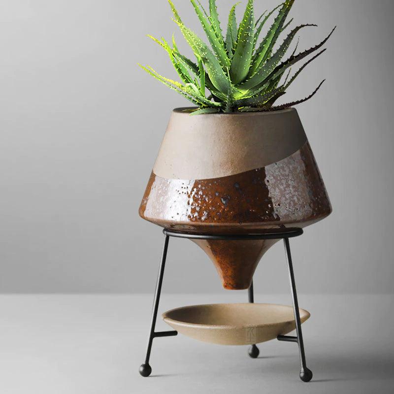 Hommfer - Ensemble de Cache - Pot en Cascade avec Soucoupe en Terre Cuite - Hommfer