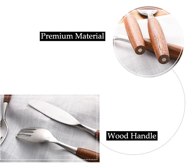 Hommfer – Ensemble de Couverts en Bois Naturel et Acier Inoxydable - Hommfer