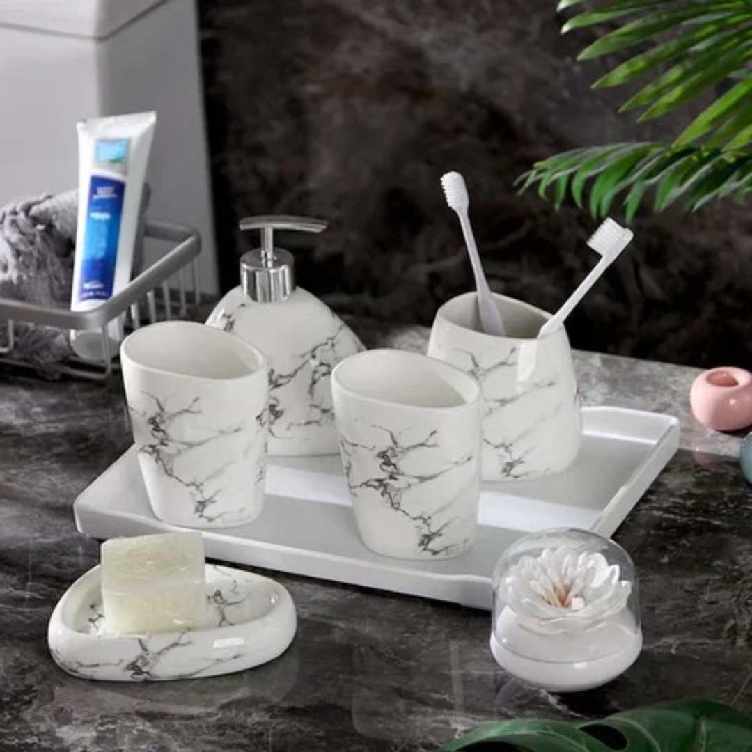 Hommfer – Ensemble de Salle de Bain Élégant avec Finition Effet Marbre - Hommfer