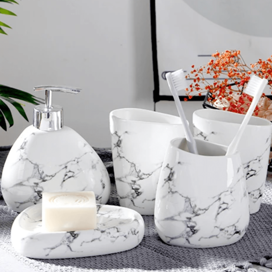 Hommfer – Ensemble de Salle de Bain Élégant avec Finition Effet Marbre - Hommfer