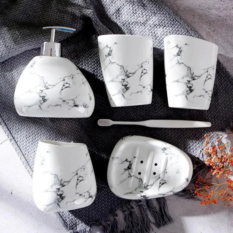 Hommfer – Ensemble de Salle de Bain Élégant avec Finition Effet Marbre - Hommfer