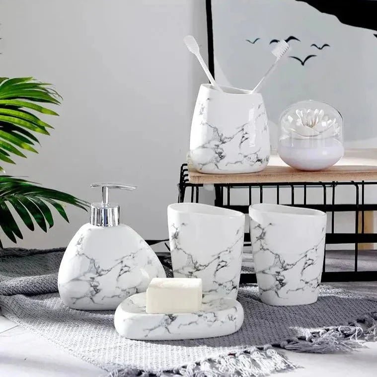 Hommfer – Ensemble de Salle de Bain Élégant avec Finition Effet Marbre - Hommfer
