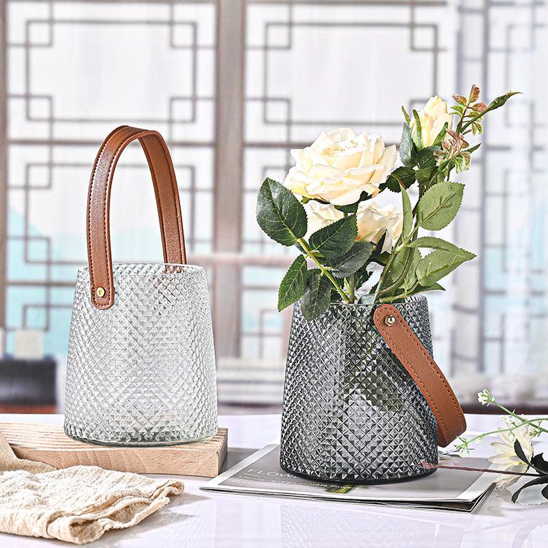 Hommfer – Ensemble de Vases Créatifs en Verre avec Anse en Cuir - Hommfer