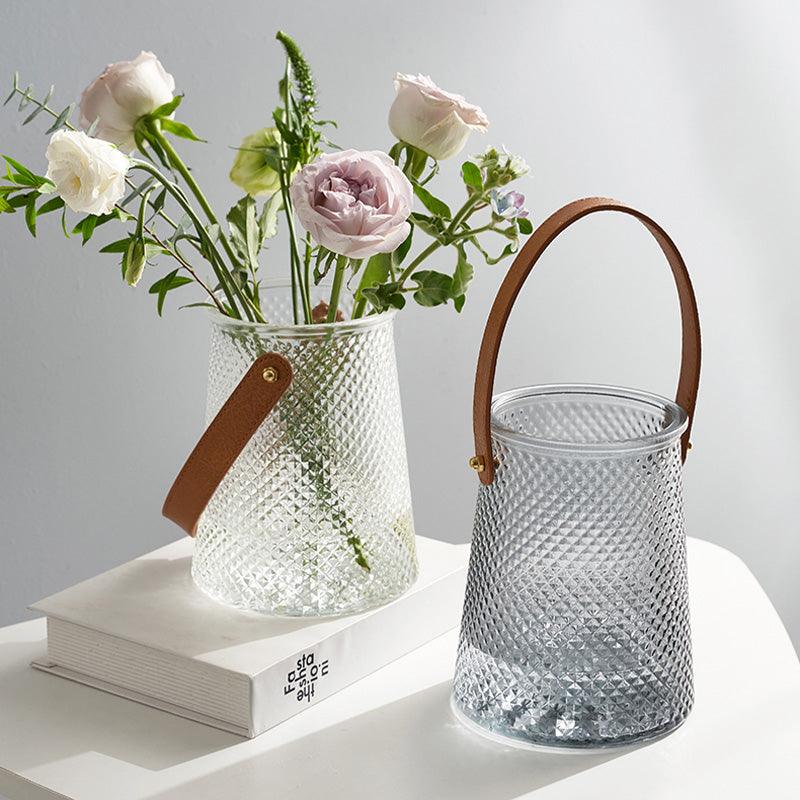 Hommfer – Ensemble de Vases Créatifs en Verre avec Anse en Cuir - Hommfer