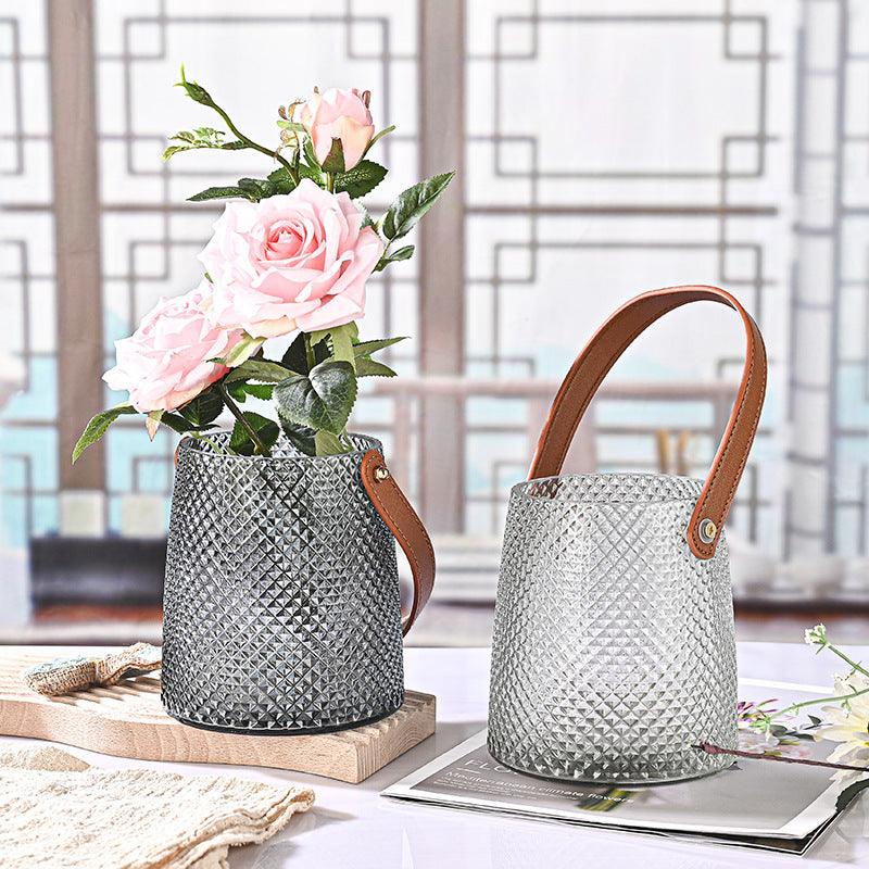 Hommfer – Ensemble de Vases Créatifs en Verre avec Anse en Cuir - Hommfer