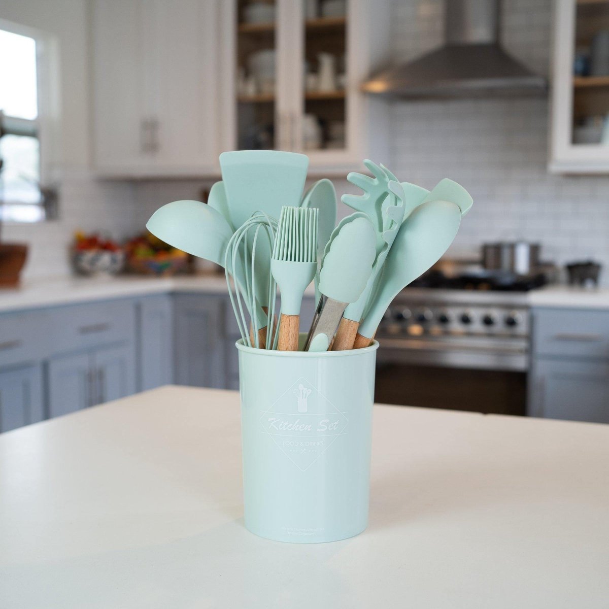 Hommfer – Ensemble d'Ustensiles de Cuisine en Silicone avec Poignées en Bois - Hommfer