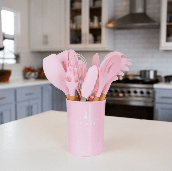 Hommfer – Ensemble d'Ustensiles de Cuisine en Silicone avec Poignées en Bois - Hommfer