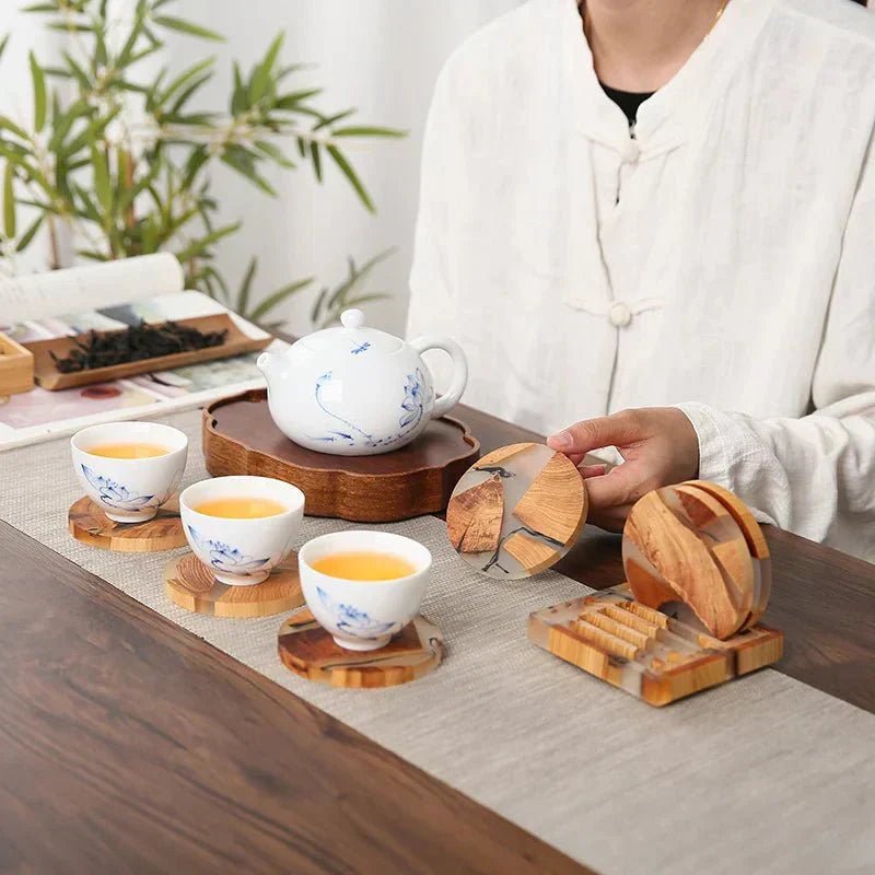 Hommfer – Ensemble Élégant de Sous-verres en Bois Japonais - Hommfer