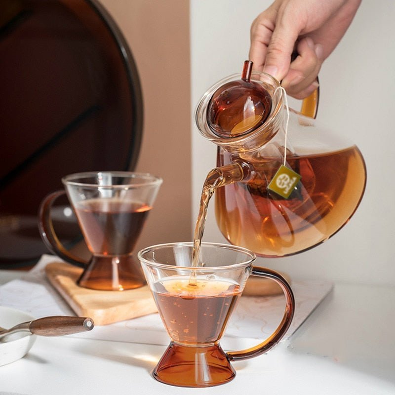 Hommfer – Ensemble théière en verre ambré avec plateau - Hommfer